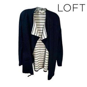 Loft Womens Striped Reversible Open Front‎ Cardigan Sweater Jacket